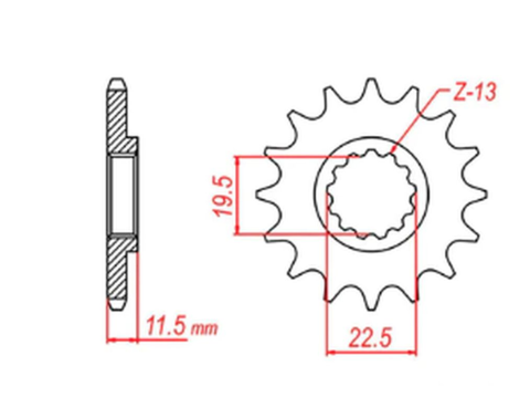 Приводная звезда SUZUKI DRZ 125 '03-'13 MTX 10-44A-14 (JTF409.14) 