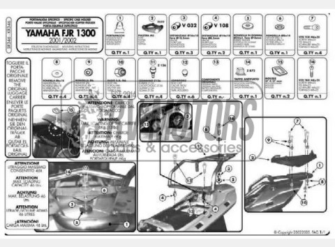 Крепления кофра KAPPA (без площадки) Yamaha FJR 1300 (01-05) KR346