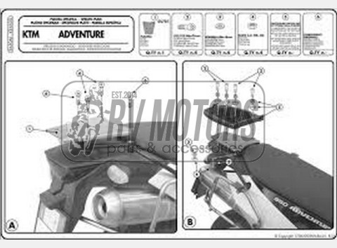 Крепления кофра KAPPA (без площадки) KTM Adventure 950/990 (03-14) KE6500