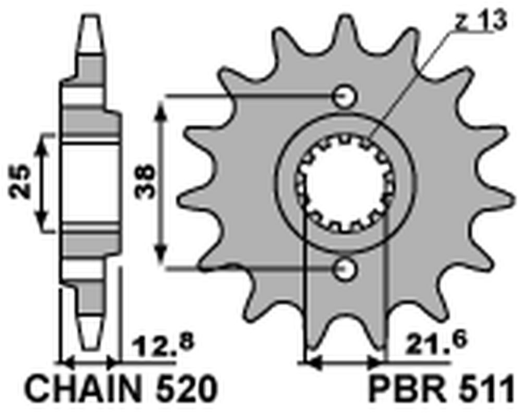 Приводная звезда KAWASAKI KLR 650 '90-'17 (JTF511.15) PBR 5111518NC