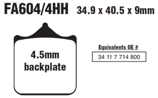 Тормозные колодки EBC FA604/4HH