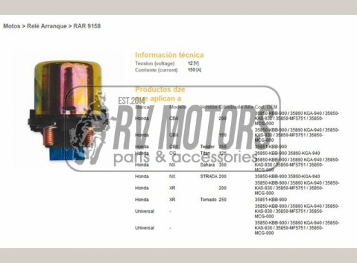 Реле стартера HONDA DZE ELEKTRYKA 9158-01