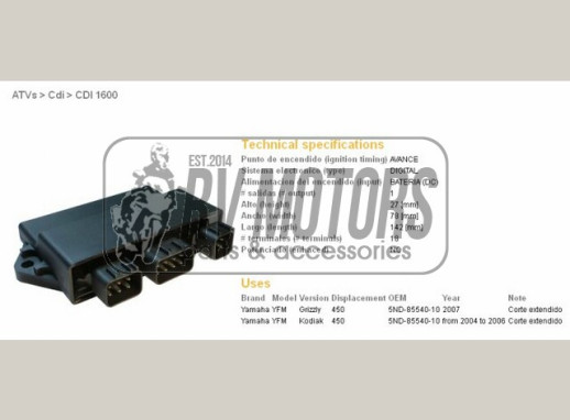 Комутатор YAMAHA YFM450 GRIZZLY 07, KODIAK 04-06 DZE ELEKTRYKA 1600-01