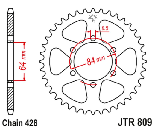 Приводная звезда SUZUKI RM 100 '76-77, TM 100 '74-75, DR 125 '85-00, TF 100/125 '81, SP 125 '86-88 JT JTR809.54