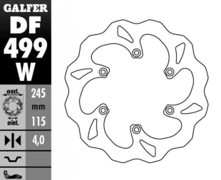Тормозной диск GALFER задний YAMAHA YZ 125/250 (02-15) YZF/WRF (02-15) DF499W
