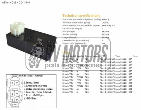 Коммутатор HONDA TRX300 FW 94-97 DZE ELEKTRYKA 1540-01