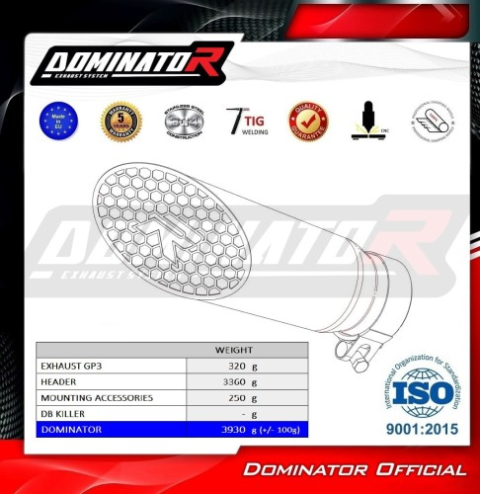 Полная система выхлопа Yamaha YZF R9 2025 DOMINATOR GP3